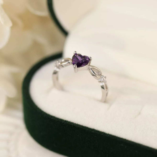 925 Sterling Silver Zircon Heart Ring - Trendsi - Flyclothing LLC