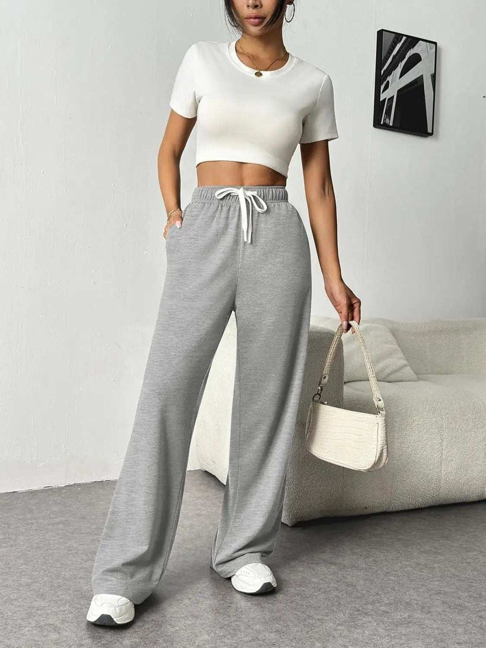 Drawstring Wide Leg Pants with Pockets - Trendsi - Flyclothing LLC