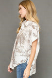 Umgee Full Size Two Tone Print Button Up Short Sleeve Shirt Plus Size - Trendsi - Flyclothing LLC