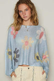 POL Flower Dropped Shoulder Long Sleeve Knit Top - Trendsi - Flyclothing LLC