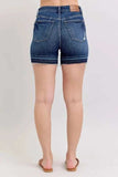 Judy Blue Full Size High Waist Tummy Control Destroy Release Hem Denim Shorts Plus Size - Trendsi - Flyclothing LLC