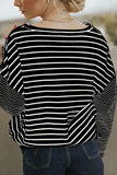 Striped Round Neck Dropped Shoulder Top - Trendsi - Flyclothing LLC