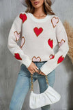 Angel Wings Contrast Heart Round Neck Long Sleeve Sweater - Trendsi - Flyclothing LLC
