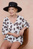BiBi Leopard Printed V Neck Woven Top with Ruffled - Trendsi - Flyclothing LLC