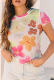 Printed Round Neck Short Sleeve Blouse - Trendsi - Flyclothing LLC