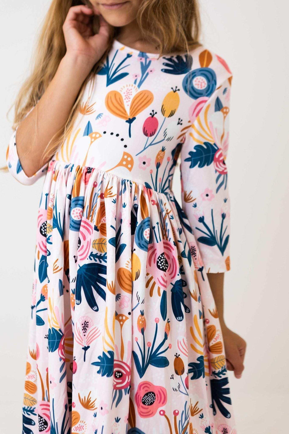 Blush Peony 3/4 Sleeve Pocket Twirl Dress - Mila & Rose ® - Flyclothing LLC