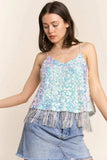 J.NNA Sequin Tassel Hem Flowy Cami - Trendsi - Flyclothing LLC