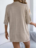 Openwork Open Front Half Sleeve Cardigan - Trendsi - Flyclothing LLC