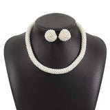 Pearl Embellished Earrings and Necklace Jewelry Set - Trendsi - Flyclothing LLC