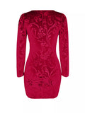 Velvet Floral Bodycon Mini Dress - Trendsi - Flyclothing LLC