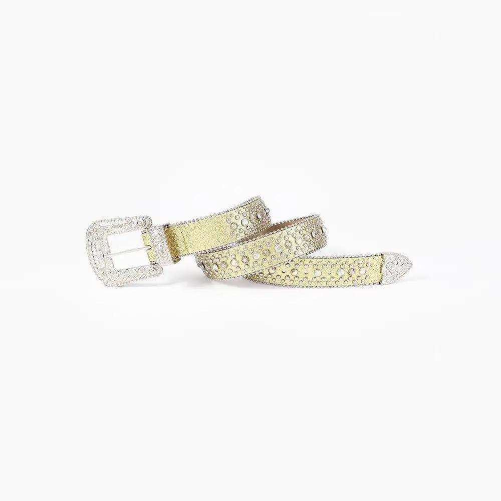 Rhinestone PU Leather Belt - Trendsi - Flyclothing LLC