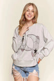 ADORA Rhinestone Accent Casual Sweatshirt - Trendsi - Flyclothing LLC