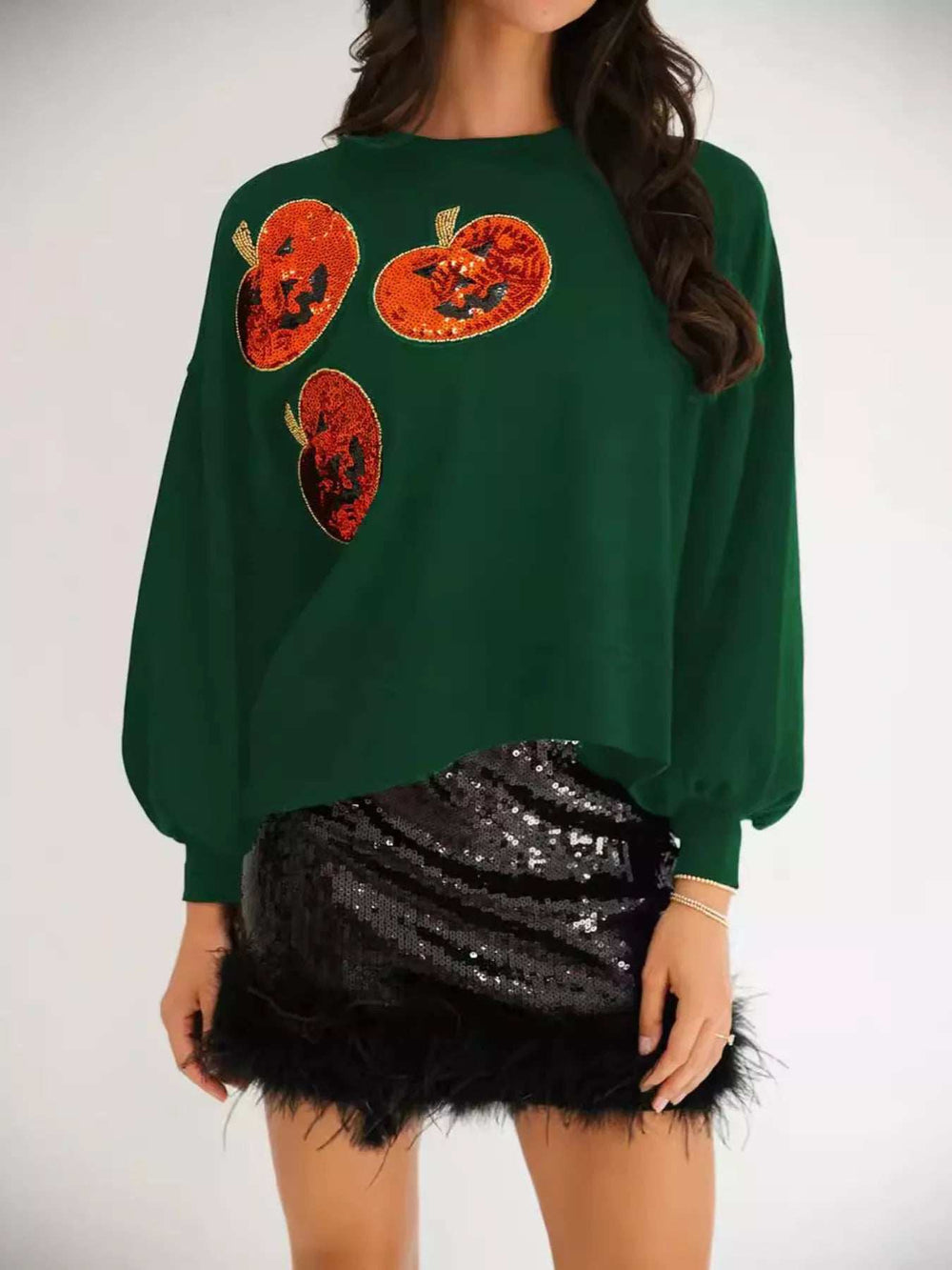 Halloween Pumpkin Round Neck Sweatshirt - Trendsi - Flyclothing LLC