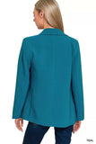 Zenana Woven Long Sleeve Blazer With Lining - Trendsi - Flyclothing LLC