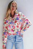 Floral Collared Neck Long Sleeve Shirt - Trendsi - Flyclothing LLC