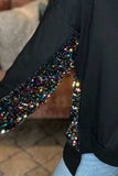 Sequin Half Button Long Sleeve Sweatshirt - Trendsi - Flyclothing LLC