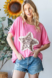HOPELY Leopard Star Patch Short Sleeve T-Shirt - Trendsi - Flyclothing LLC