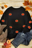 Pumpkin Round Neck Long Sleeve Sweatshirt - Trendsi - Flyclothing LLC
