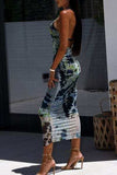 Backless Printed Halter Neck Dress - Trendsi - Flyclothing LLC