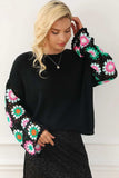 Crochet Round Neck Long Sleeve Knit Top - Trendsi - Flyclothing LLC