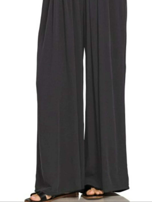 Zenana Woven Rayon Crepe Wide Leg Overalls - Trendsi - Flyclothing LLC
