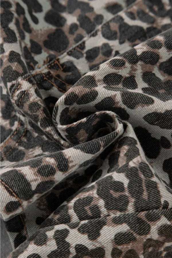Leopard Denim Mini Skirt - Trendsi - Flyclothing LLC