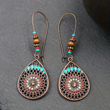 Alloy Oil Drip Beaded Teardrop Earrings - Trendsi - Flyclothing LLC