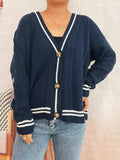 Star Pattern Button-Up Cardigan with Contrast Trim - Trendsi - Flyclothing LLC