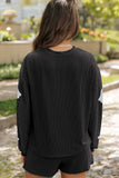 Glitter Ghost Round Neck Long Sleeve Top and Shorts Set - Trendsi - Flyclothing LLC