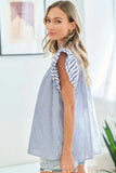 First Love Full Size Striped Flutter Sleeve Blouse - Trendsi - Flyclothing LLC