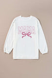 MAMA Bow Round Neck Long Sleeve Sweatshirt - Trendsi - Flyclothing LLC