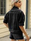 Button Down Washed Denim Jacket - Trendsi - Flyclothing LLC