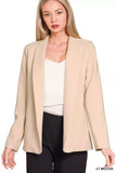 Zenana Woven Long Sleeve Blazer With Lining - Trendsi - Flyclothing LLC