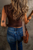 Round Neck Slim Cap Sleeve Top - Trendsi - Flyclothing LLC