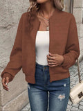 Textured Zip Up Long Sleeve Jacket - Trendsi - Flyclothing LLC