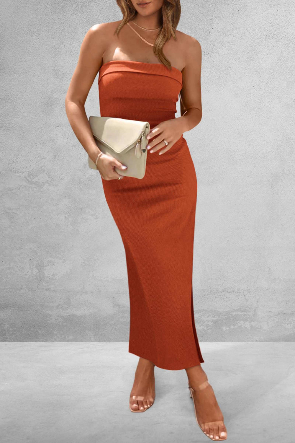 Slit Tube Midi Dress - Trendsi - Flyclothing LLC