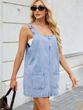 Scoop Neck Wide Strap Denim Dress - Trendsi - Flyclothing LLC