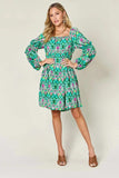 Double Take Full Size Printed Long Sleeve Dress - Trendsi - Flyclothing LLC