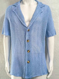 Men's Plus Size Herringbone Eyelet Button Down Knit Shirt - Trendsi - Flyclothing LLC