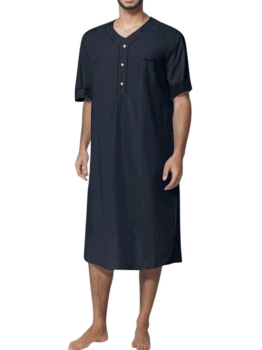 Men's Full Size Button Detail Short Sleeve Lounge Dress Plus Size - Trendsi - Flyclothing LLC