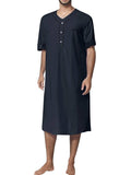Men's Full Size Button Detail Short Sleeve Lounge Dress Plus Size - Trendsi - Flyclothing LLC