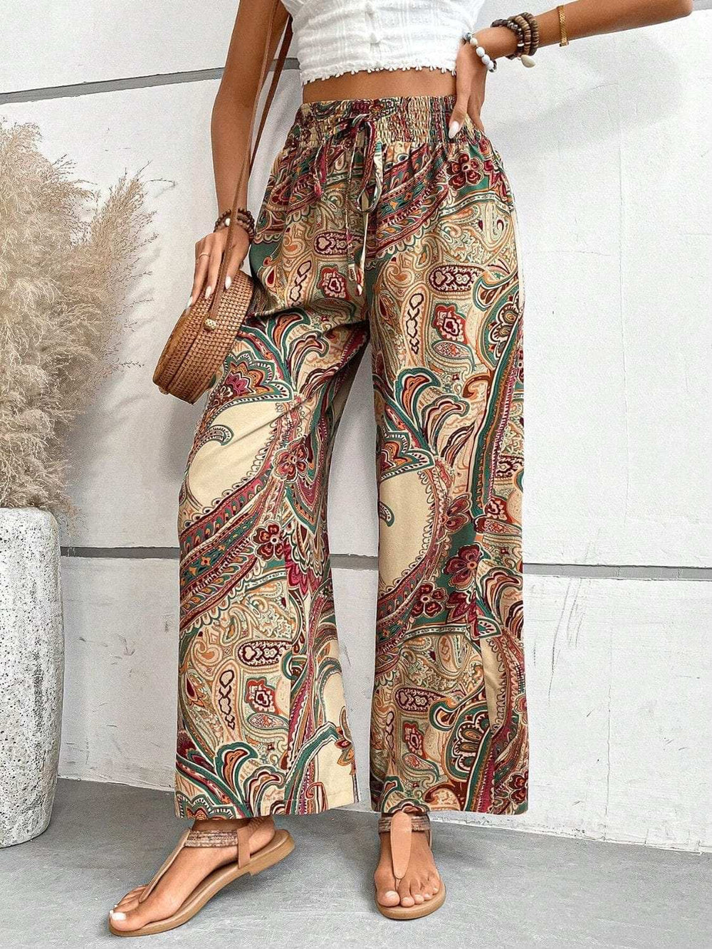 Printed Wide Leg Pants - Trendsi - Flyclothing LLC