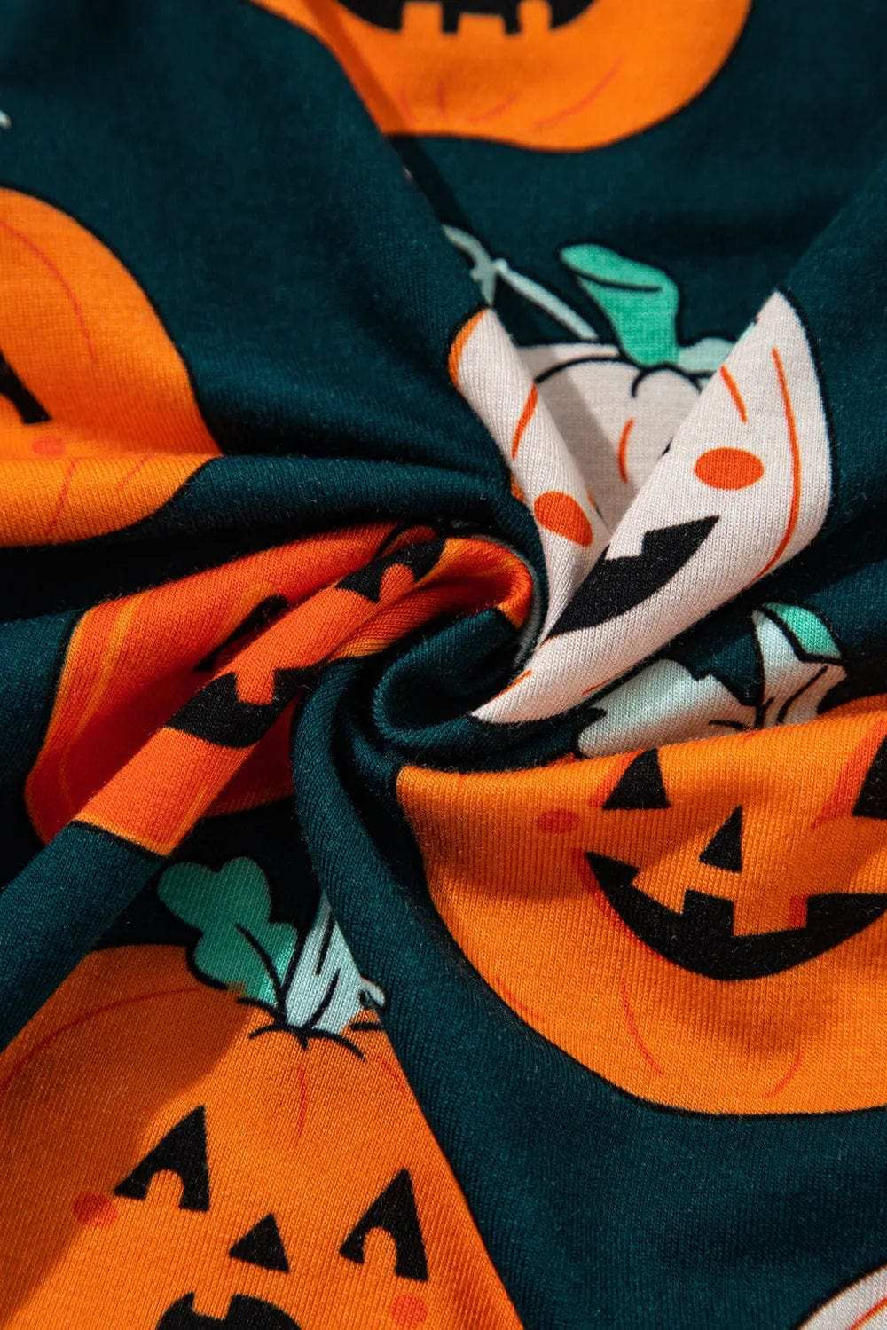 Pumpkin Printed Short Sleeve Top and Pants Lounge Set - Trendsi - Flyclothing LLC