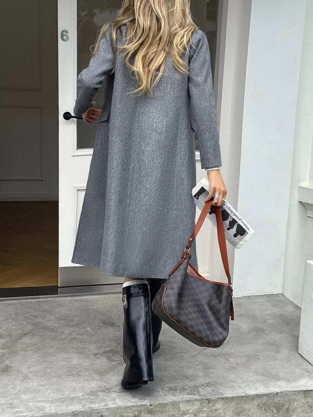 Double-Breasted Wool Blend Overcoat - Trendsi - Flyclothing LLC