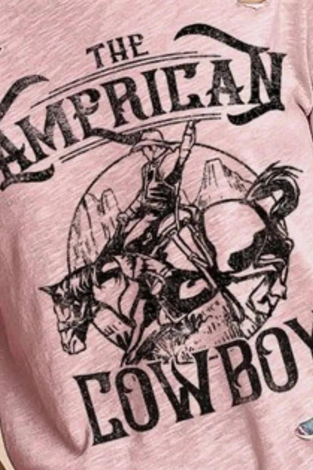 BiBi Cotton Slub Laser Top American Cow Boy Graphic - Trendsi - Flyclothing LLC