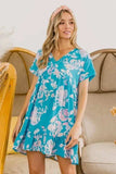BiBi Floral Crinkle Shirred Ruffle Detail V Neck Dress - Trendsi - Flyclothing LLC