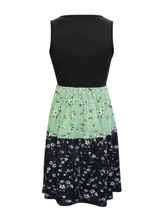 Printed Round Neck Sleeveless Dress - Trendsi - Flyclothing LLC