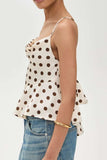 Crisscross Ruffled Hem Polka Dot Cami - Trendsi - Flyclothing LLC