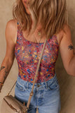 Floral Mesh Scoop Neck Wide Strap Bodysuit - Trendsi - Flyclothing LLC