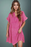 Tiered Notched Short Sleeve Dres - Trendsi - Flyclothing LLC